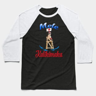 Mele Kalikimaka Christmas Santa Shaka Hawaii Baseball T-Shirt